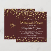 リハーサルディナー金ゴールドグリッター紙吹雪マルサラ 招待状 (正面/裏面)