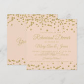 リハーサルディナー金ゴールドグリッター紙吹雪赤面バラ 招待状 (正面/裏面)
