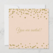 リハーサルディナー金ゴールドグリッター紙吹雪赤面バラ 招待状 (裏面)