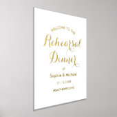 リハーサルディナー金ゴールドホワイトウェルカム 箔ポスター (レイダウン)