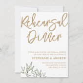 リハーサルディナー金ゴールド&グリーン招待状 招待状 (正面)