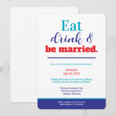 リハーサルディナー おいしく飲んで結婚しよう ブルー レッド 招待状 (正面/裏面)