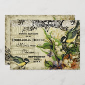 リハーサルディナー - イエローソングバードケージ フラワーズ 招待状 (正面/裏面)