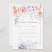 リハーサルディナー | コーラル / ライラック アクアレル ピオニー 招待状 (正面)