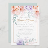 リハーサルディナー |サンゴ/薄紫アクアレル牡丹 招待状 (正面/裏面)
