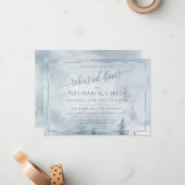 リハーサルディナー |シルバーブルー冬のワンダーランド ノートカード (正面/裏面インサイチュ)