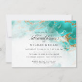 リハーサルディナー |ターコイズ水色のジオード 招待状 (正面)