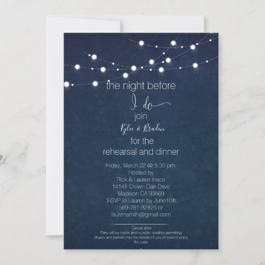 リハーサルディナー/パーティーの招待状/星空の招待 招待状 (正面)