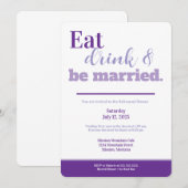 リハーサルディナー パープル Eat Drink and Be Married 招待状 (正面/裏面)