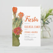 リハーサルディナー フィエスタ サボテンの花 水彩画 招待状 (スタンド正面)