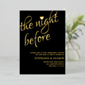 リハーサルディナー ブラック&ゴールド ウェディング招待状 箔招待状 (立ち正面)