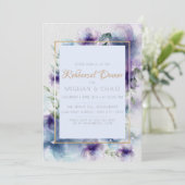 リハーサルディナー |ブルーバイオレット水カラーフローラ 招待状 (スタンド正面)