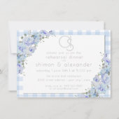 リハーサルディナー |モノグラムブルーギンガムフローラ 招待状 (正面)