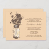 リハーサルディナー – ワイルドフラワーズ&メイソンジャー 招待状 (正面/裏面)