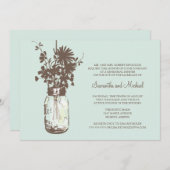 リハーサルディナー – ワイルドフラワーズ&メイソンジャー 招待状 (正面/裏面)