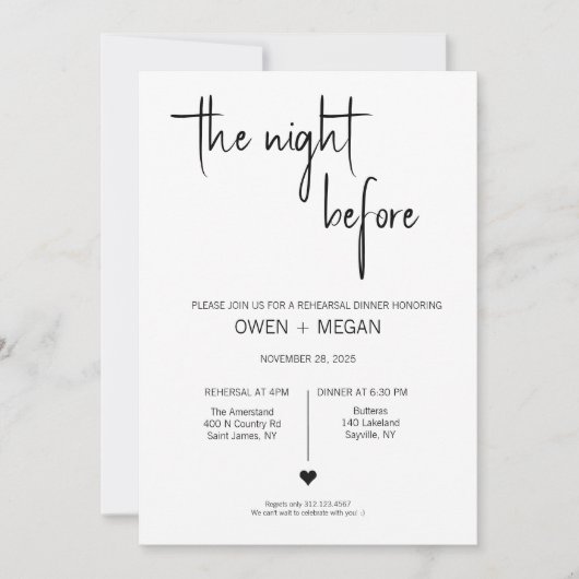 リハーサルディナー、前夜 招待状 (正面)