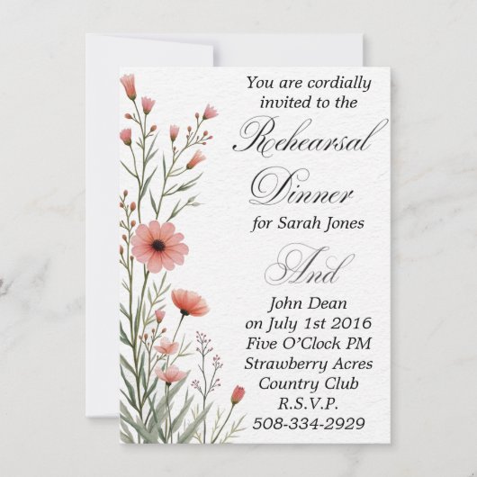 リハーサルディナー 招待状 シンプル (正面)