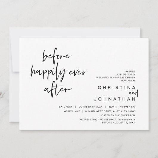 リハーサルディナー 招待状, ハッピーエンドの前に 招待状 (正面)