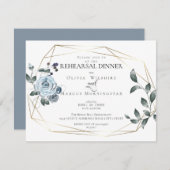 リハーサルディナー |水彩ほこりっぽい青フローラ セーブザデート (正面/裏面)