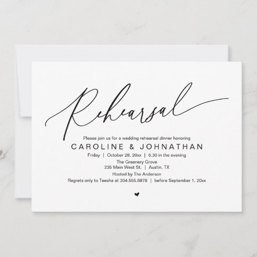 リハーサルディナー、結婚式の前夜 招待状 (正面)