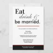 リハーサルディナー 黒と赤の Eat Drink & Be Married 招待状 (正面)