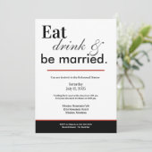リハーサルディナー 黒と赤の Eat Drink & Be Married 招待状 (スタンド正面)