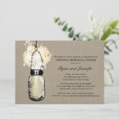 リハーサルディナー – Burlap, Wild Flowers & Mason Jar 招待状 (スタンド正面)