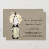 リハーサルディナー – Burlap, Wild Flowers & Mason Jar 招待状 (正面/裏面)