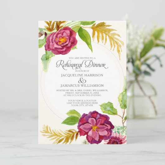 リハーサルディナーBOHOバーゴーニュフローラ秋バラ 招待状 (スタンド正面)