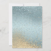 リハーサルディナーinブルーと金ゴールドグリッター 招待状 (裏面)