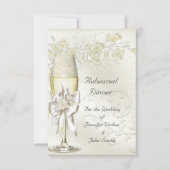 リハーサルディナ結婚ーの金ゴールドクリームパールフローラ 招待状 (正面)