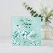 リハーサルディナ結婚ーティール(緑がかった色)ブルーアクアスワン 招待状 (スタンド正面)