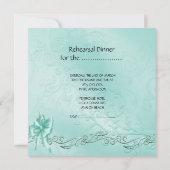 リハーサルディナ結婚ーティール(緑がかった色)ブルーアクアスワン 招待状 (裏面)