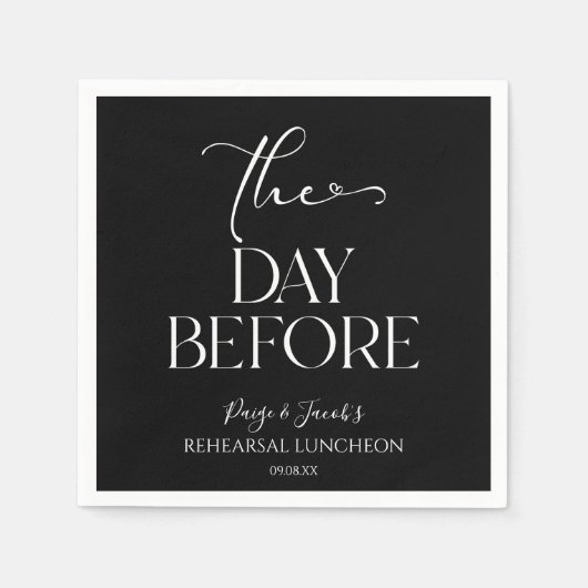 リハーサルミニマル結婚昼食会の前日 スタンダードカクテルナプキン (正面)