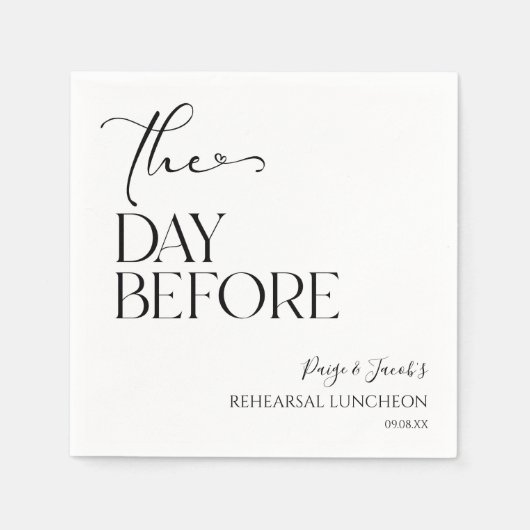 リハーサルミニマル結婚昼食会の前日 スタンダードカクテルナプキン (正面)