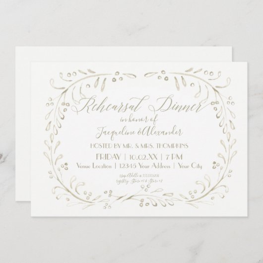 リハーサルモダンディナシンプルー水カラーリース 招待状 (正面/裏面)