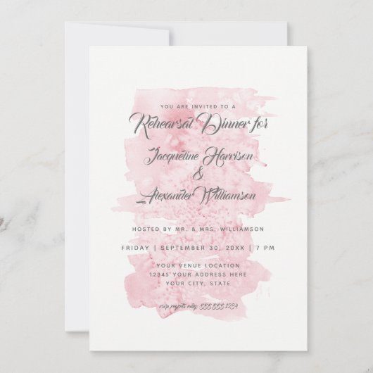 リハーサルモダンディナシンプルー水カラー洗浄 招待状 (正面)