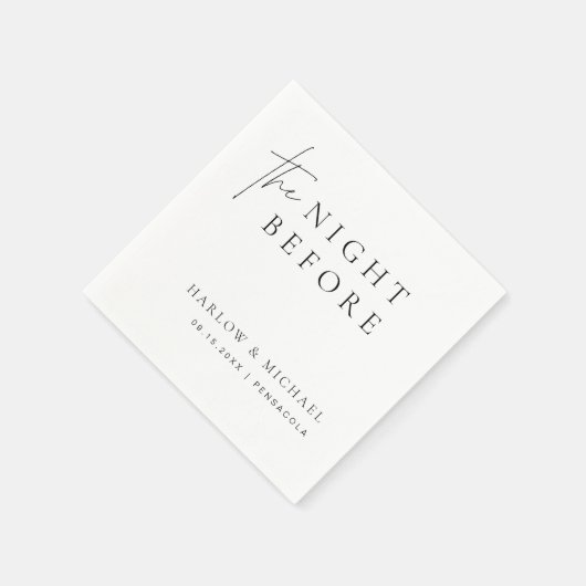 リハーサルモダンディナーの前に夜を明かす スタンダードカクテルナプキン (角)