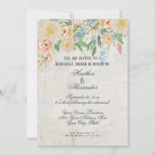 リハーサルモダンディナーウォーターカラーフローラ大理石 招待状 (正面)