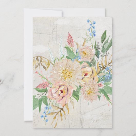 リハーサルモダンディナーウォーターカラーフローラ大理石 招待状 (裏面)