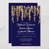 リハーサルモダンディナートゥインクルライツリーフ金ゴールド 招待状 (正面/裏面)