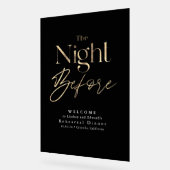 リハーサルモダンディナーブラックウェルカム アクリルサイン (傾斜)