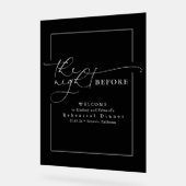 リハーサルモダンディナーブラックウェルカム アクリルサイン (傾斜)