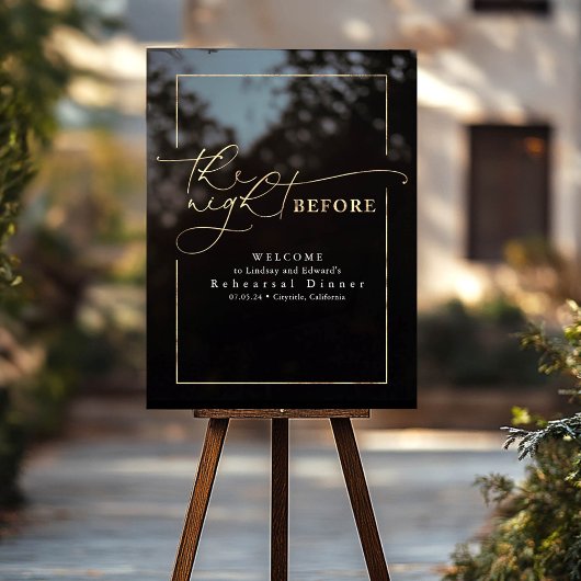 リハーサルモダンディナーブラック&金ゴールドへようこそ アクリルサイン