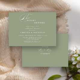 リハーサルモダンディナー前のセージ緑の夜 招待状
