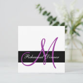 リハーサルモダンディナー招待状モノグラムパープル 招待状 (スタンド正面)