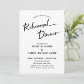 リハーサルモダンディナー書道、金ゴールドストライプ 招待状 (スタンド正面)