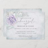 リハーサルヴィンテージ薄紫とアイスホワイトローズ 招待状 (正面/裏面)