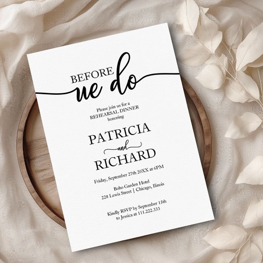 リハーサル前のディナーシンプルエレガント 招待状