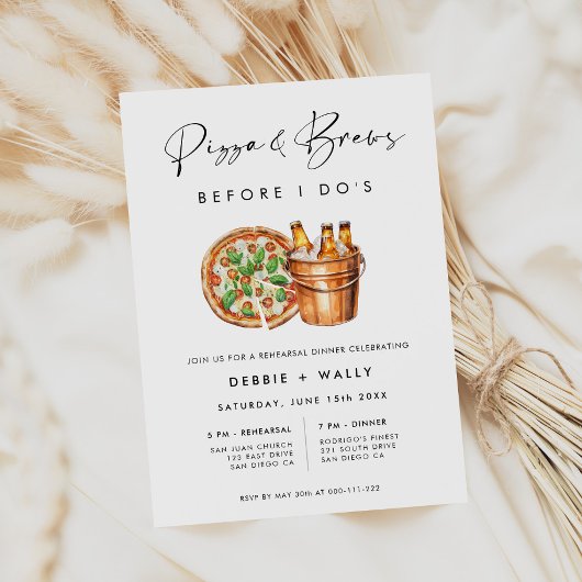 リハーサル前のピザとブリュース 招待状